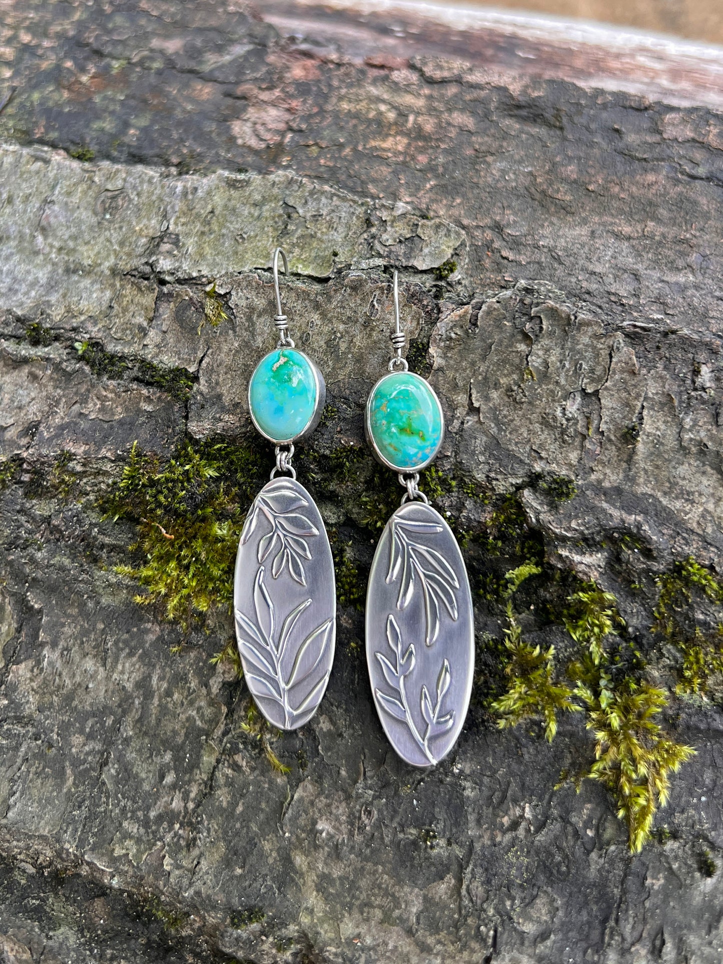 Sonoran Gold Turquoise Botanical Collage Earrings