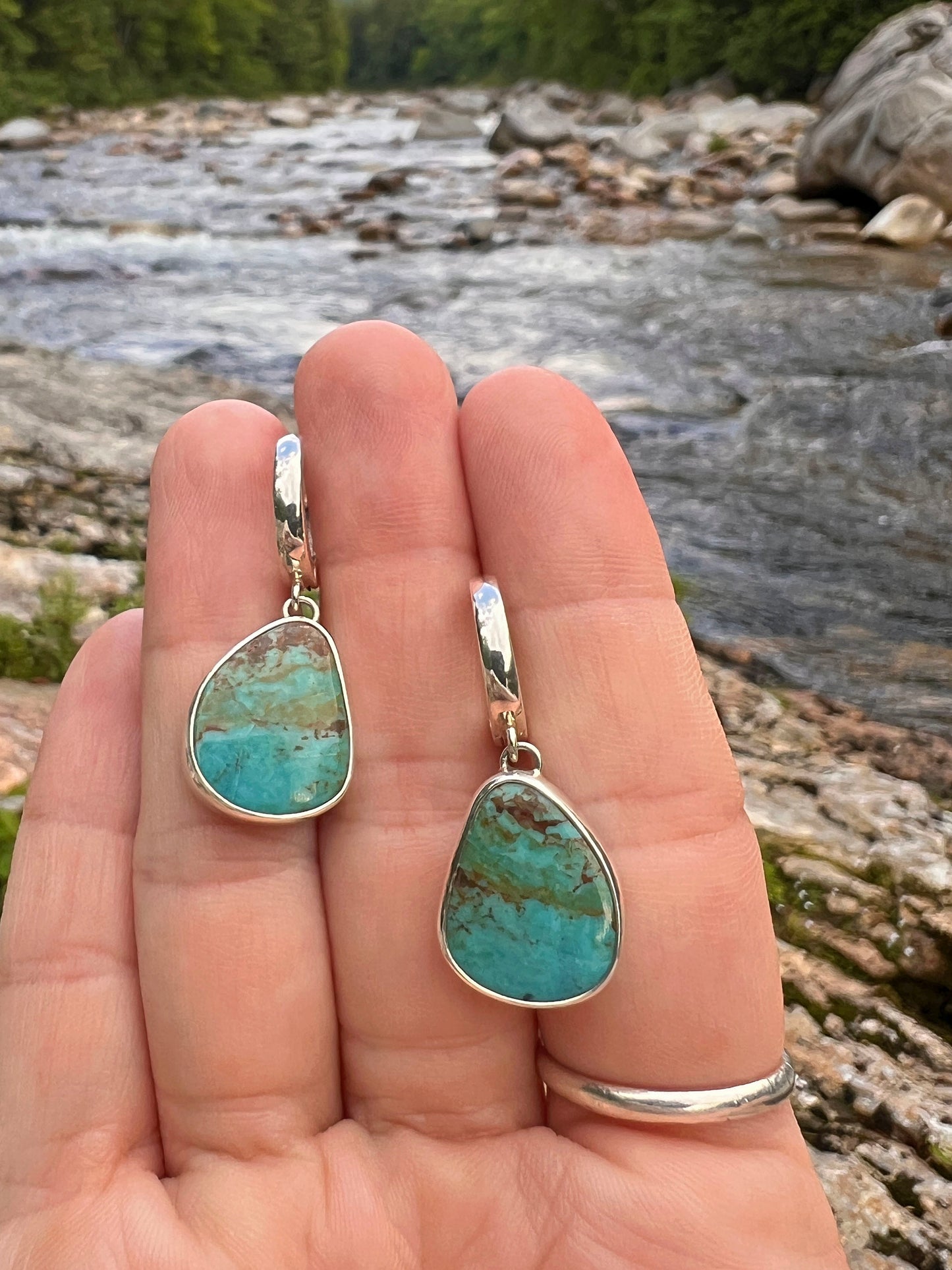 Kingman Turquoise Huggie Hoop Earrings