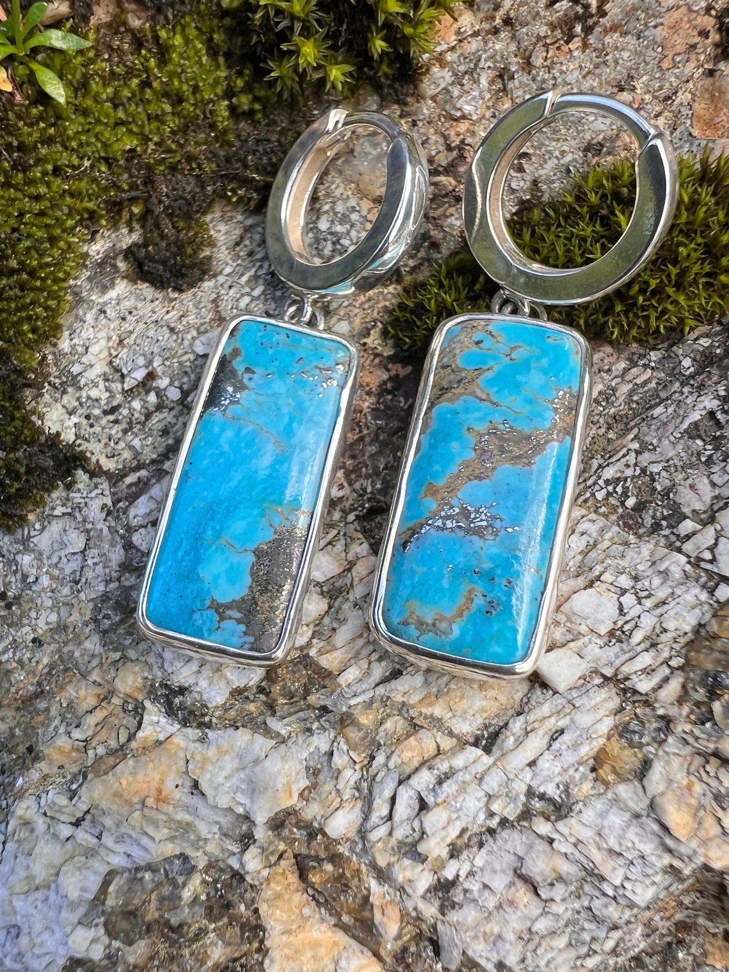 Kingman Turquoise Huggie Hoop Earrings