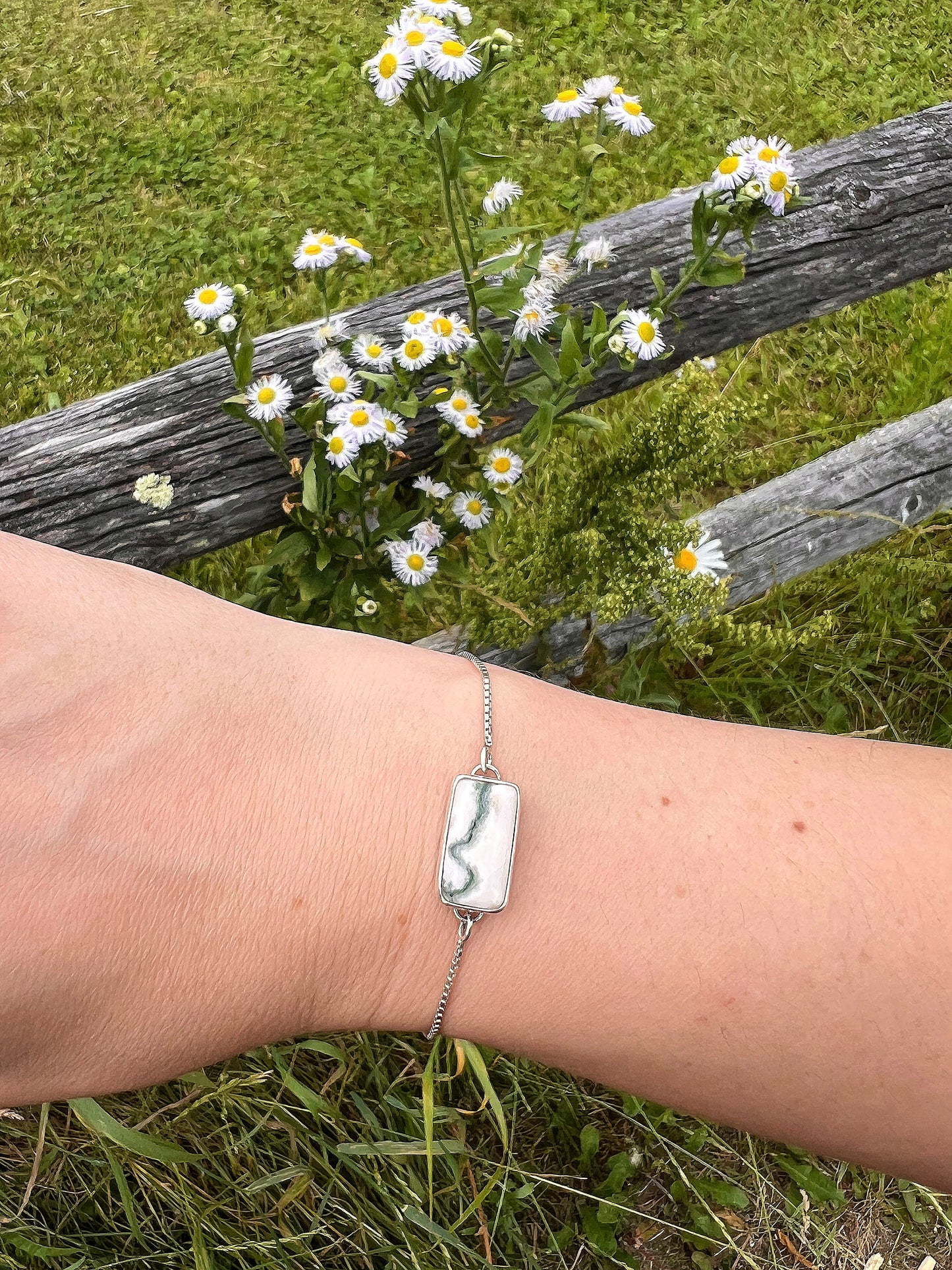 Tree Moss Agate Adjustable Bracelet (Small/Medium)