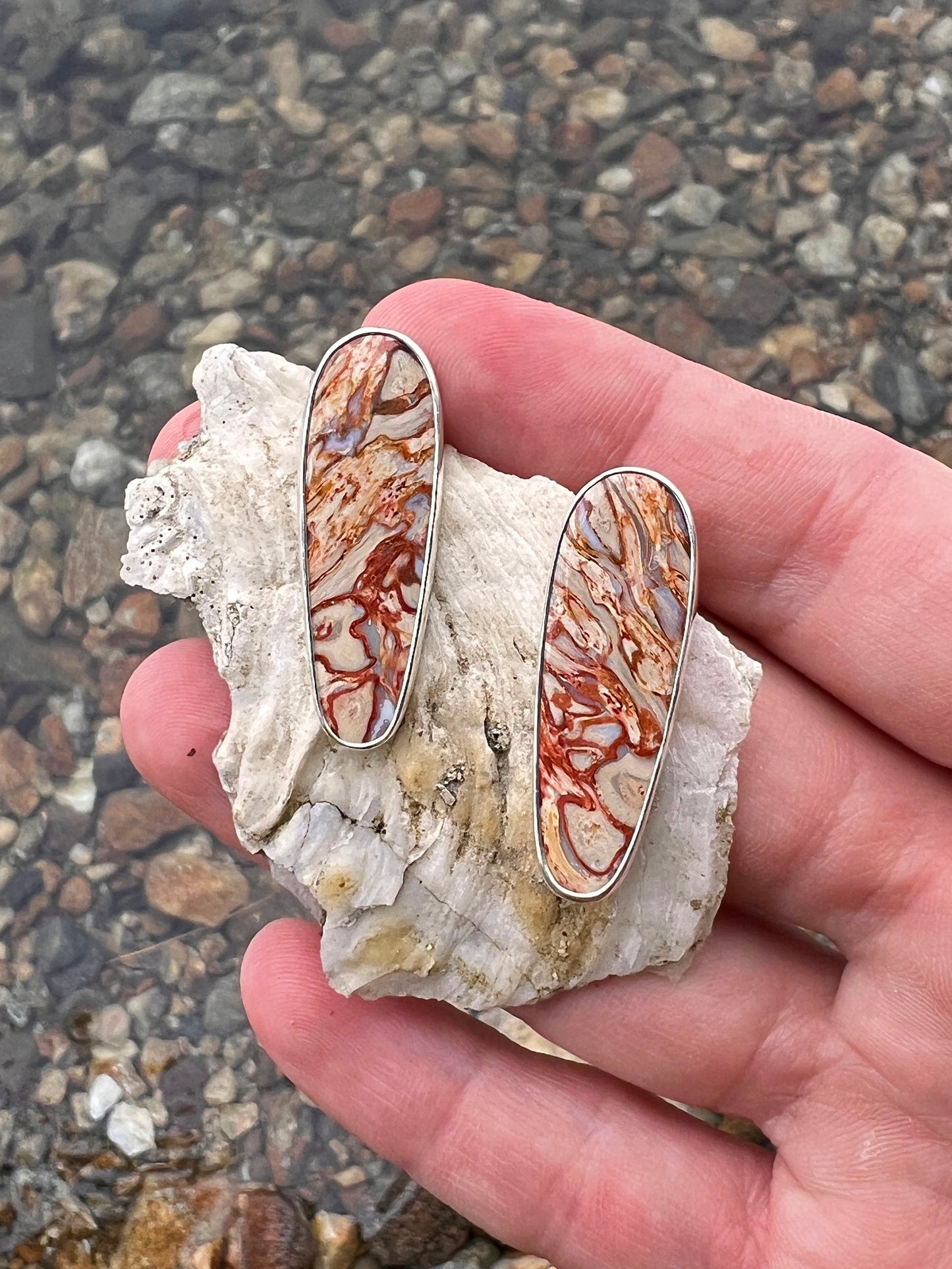 Fossilized Palm Root Stud Earrings