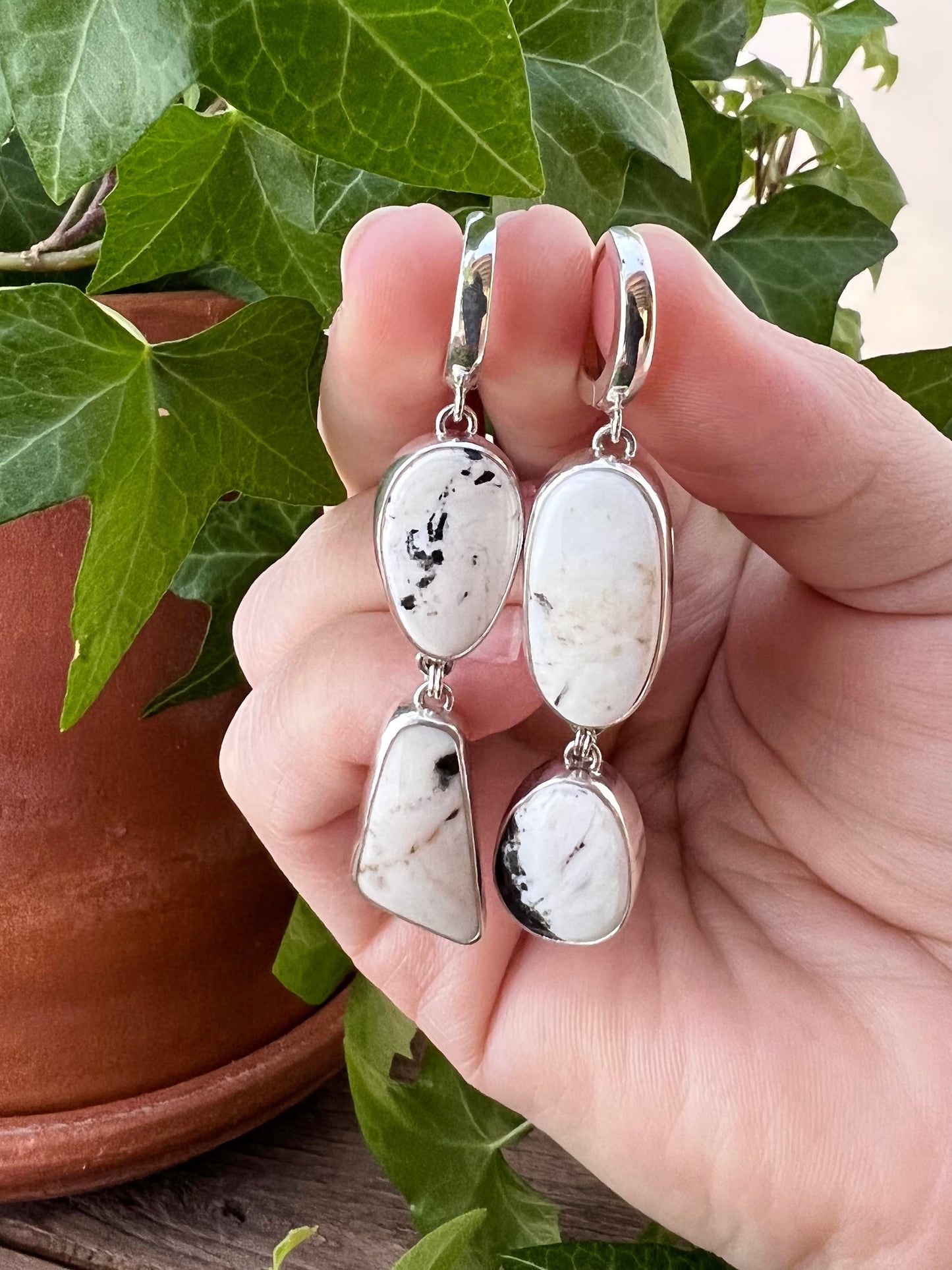 White Buffalo Turquoise Huggie Hoop Earrings