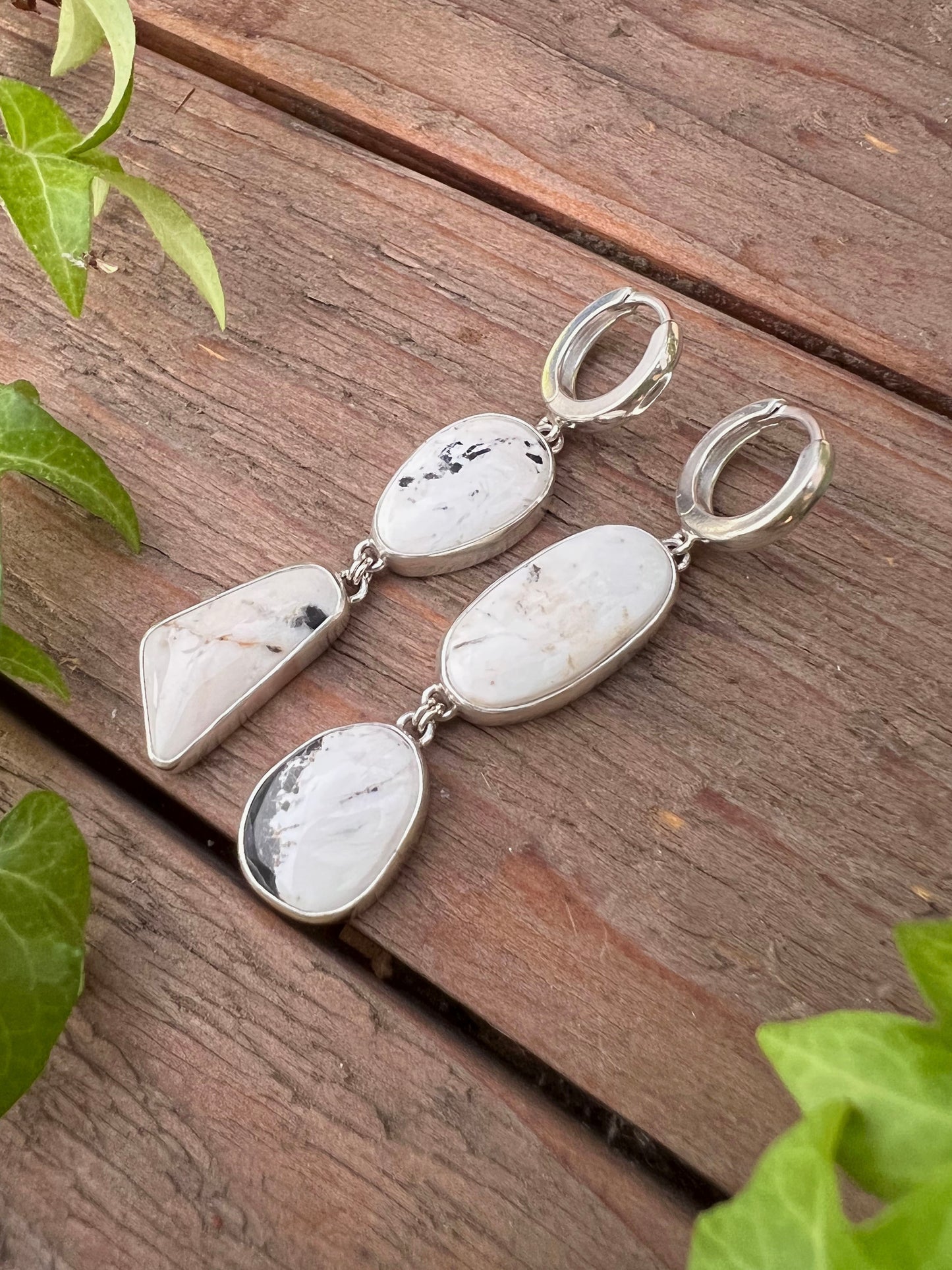 White Buffalo Turquoise Huggie Hoop Earrings