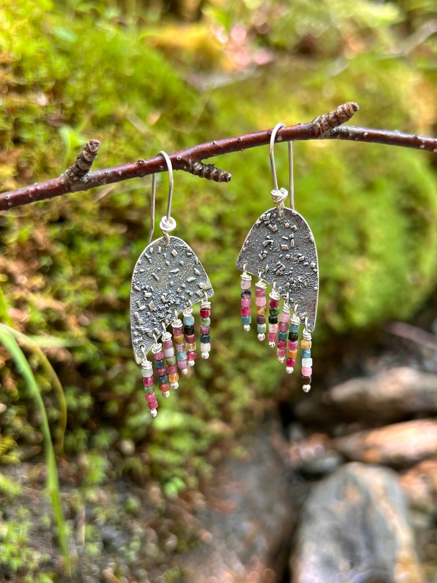 Silver Dust Tourmaline Earrings
