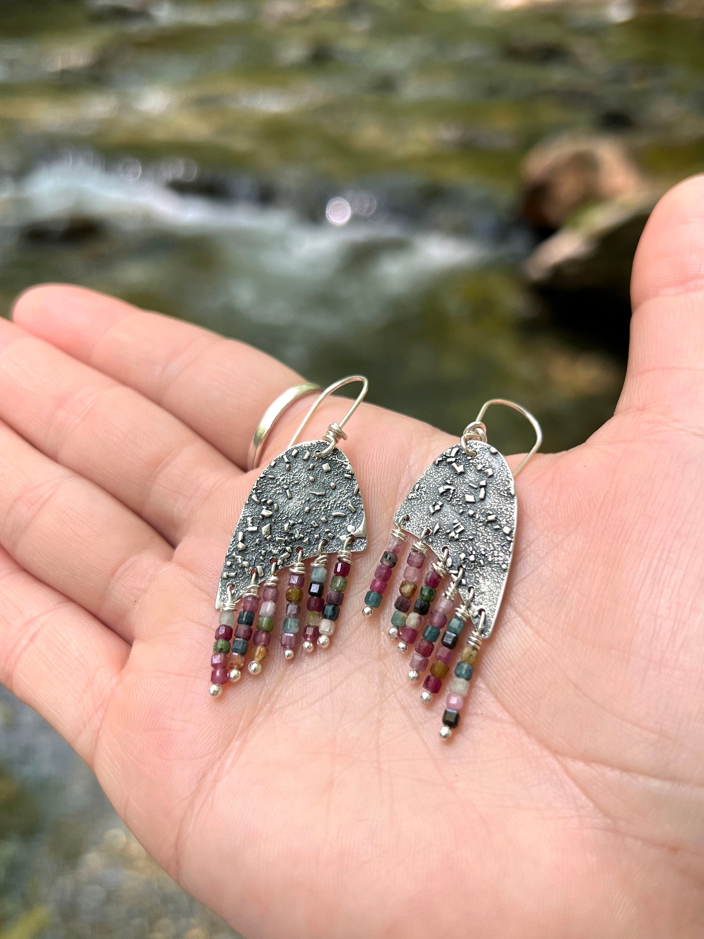 Silver Dust Tourmaline Earrings