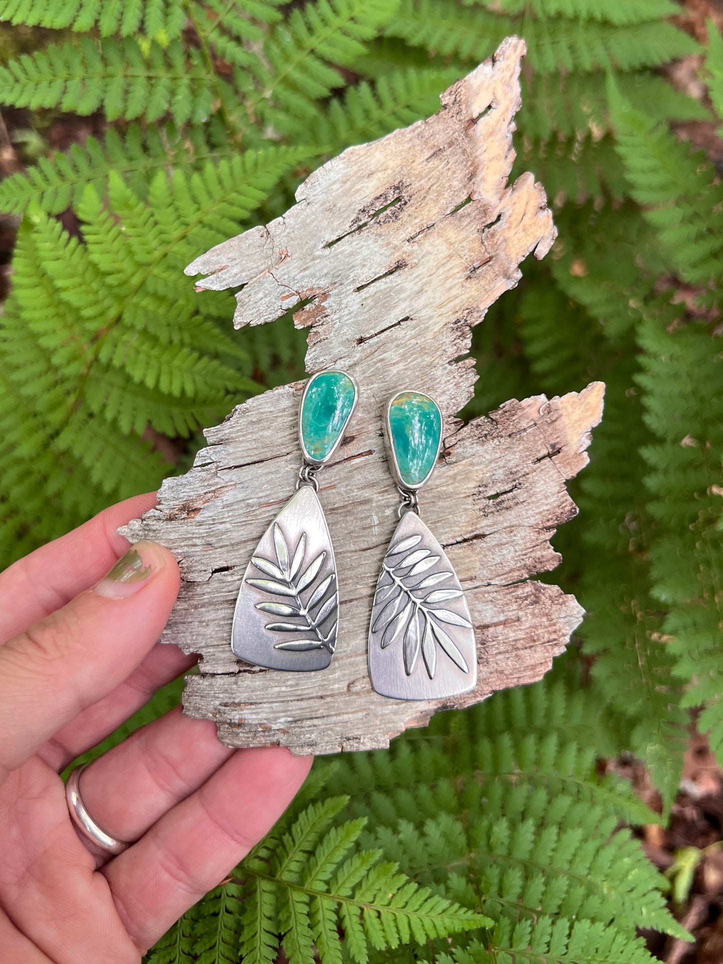 Kingman Turquoise Botanical Post Earrings