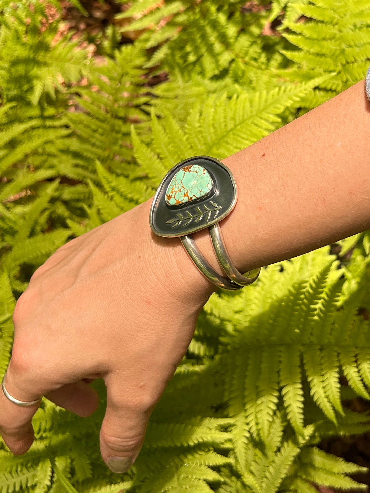 Kingman Turquoise Botanical Statement Cuff
