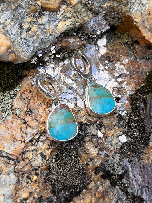 Kingman Turquoise Huggie Hoop Earrings