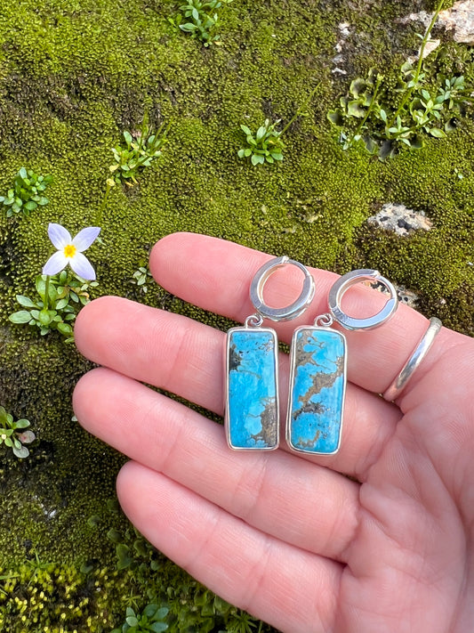 Kingman Turquoise Huggie Hoop Earrings
