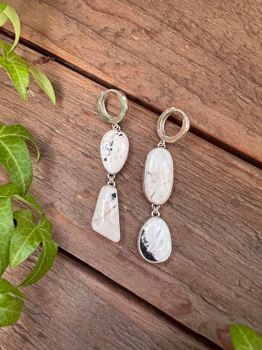 White Buffalo Turquoise Huggie Hoop Earrings