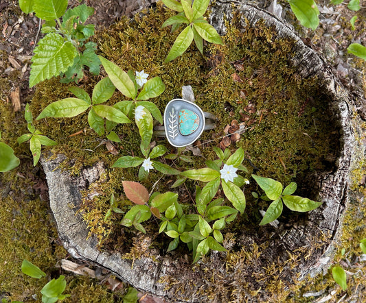 Kingman Turquoise Botanical Statement Cuff