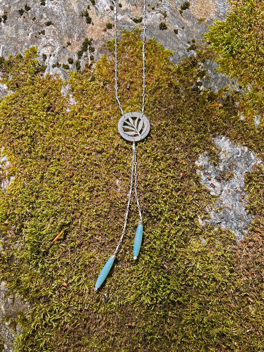Amazonite Botanical Faux Bolo Necklace