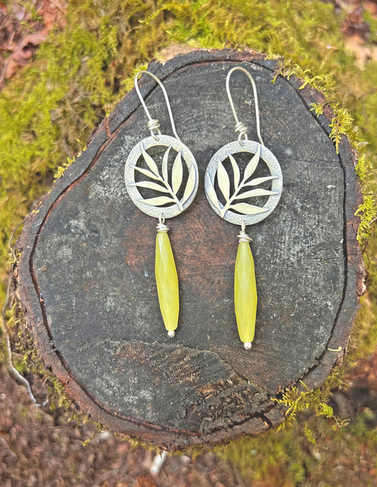 Olive Jade Botanical Earrings