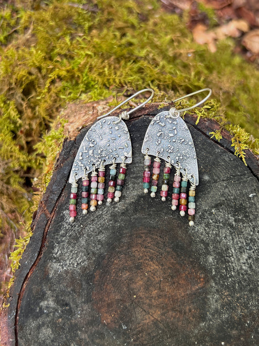 Silver Dust Tourmaline Earrings