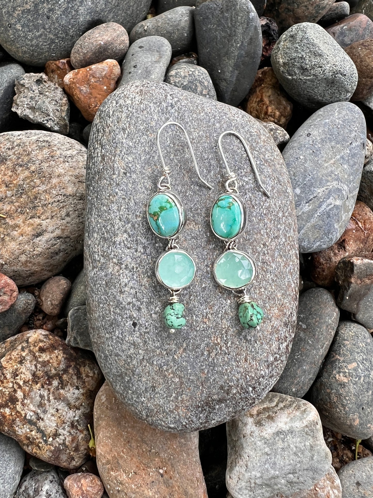 Sonoran Gold Turquoise - Green Chalcedony Earrings