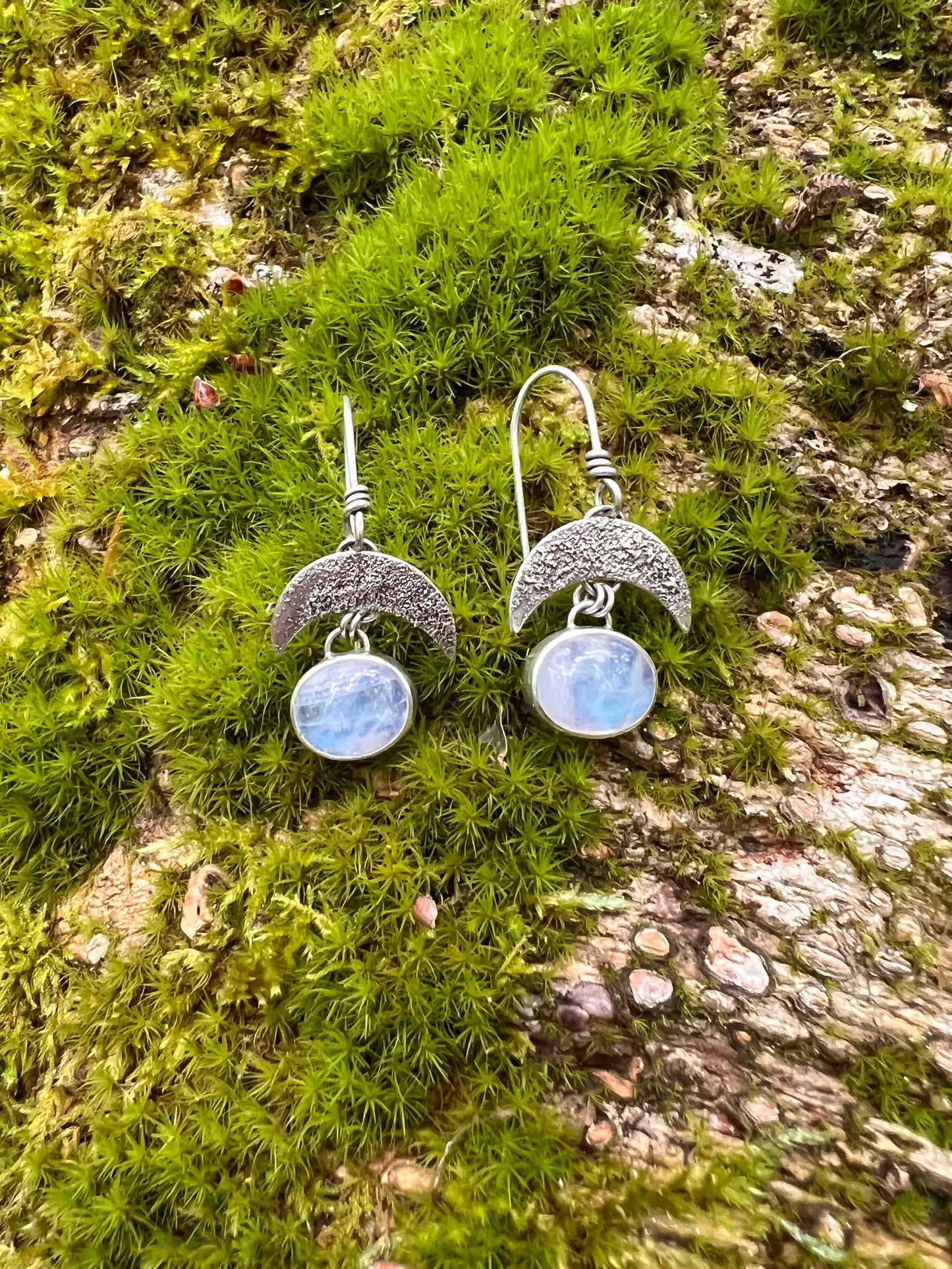 Moonstone Moon Earrings