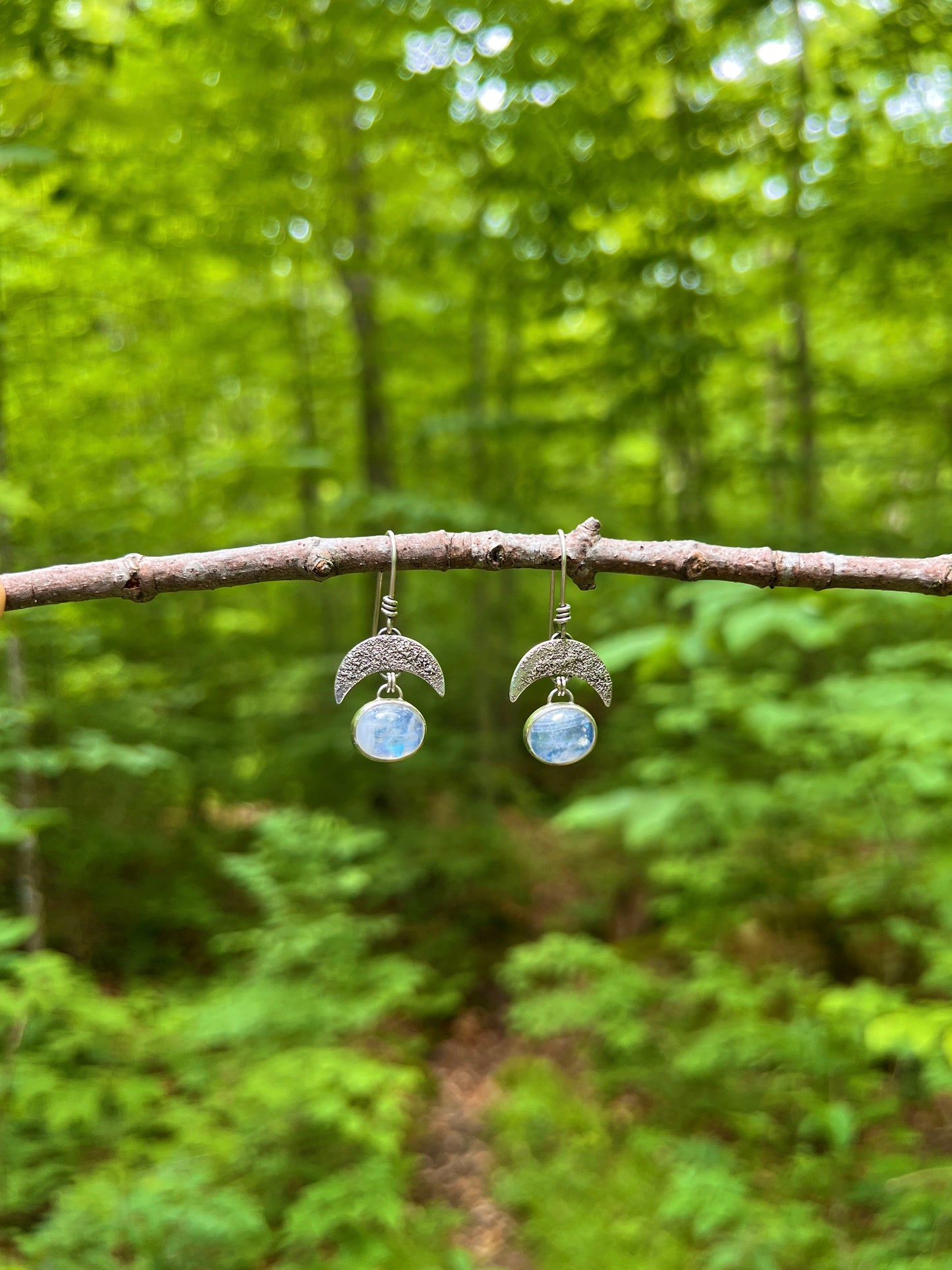 Moonstone Moon Earrings