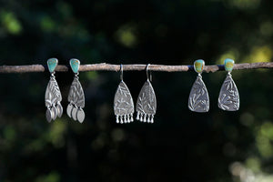 Botanical Collage Earrings with Fringe