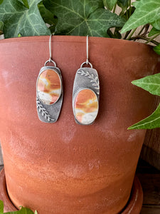 Asymmetrical Mookaite Jasper Botanical Earrings