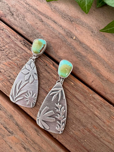 Kingman Turquoise Botanical Collage Earrings