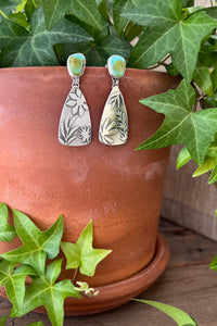 Kingman Turquoise Botanical Collage Earrings