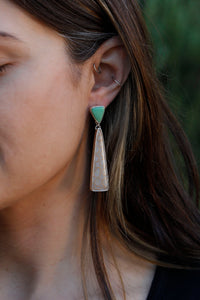 Variscite and Fossilized Coral Earrings